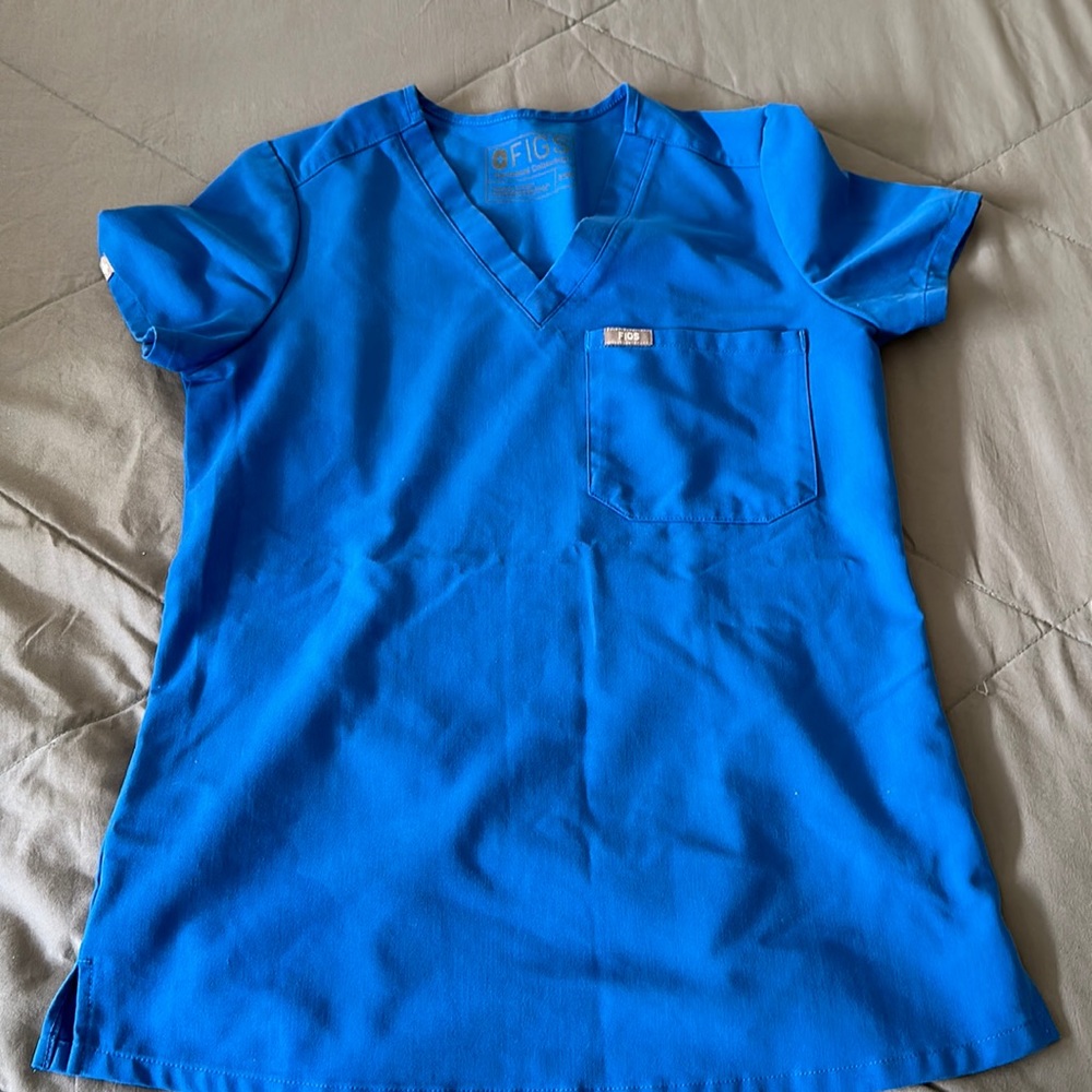 Figs Blue Scrub Top